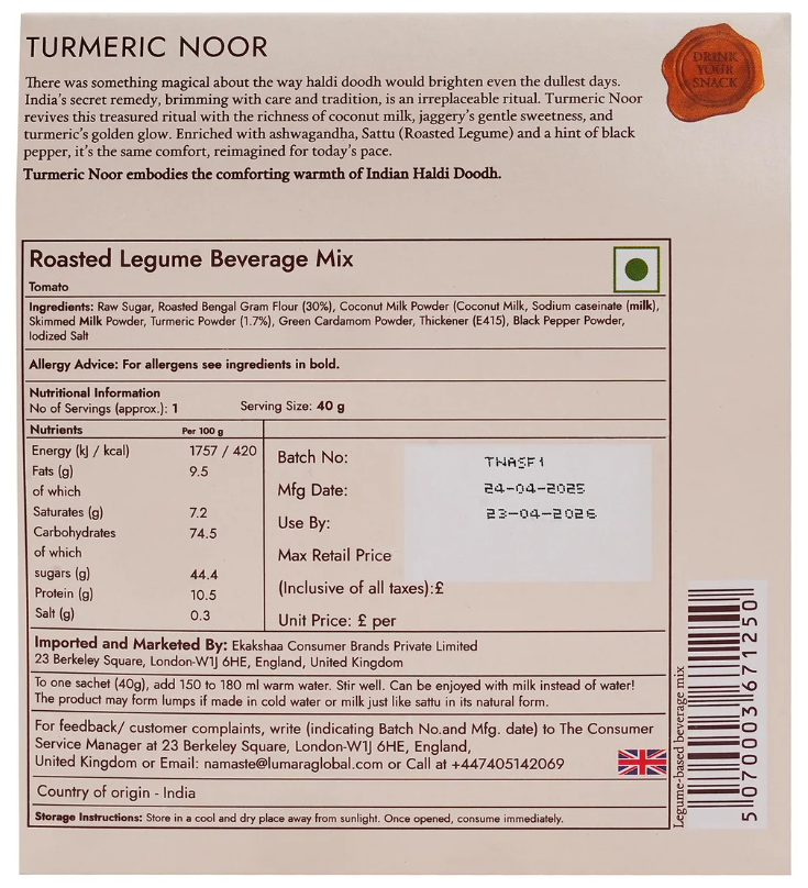 Lumara Turmeric Noor roasted chana sattu turmeric drink