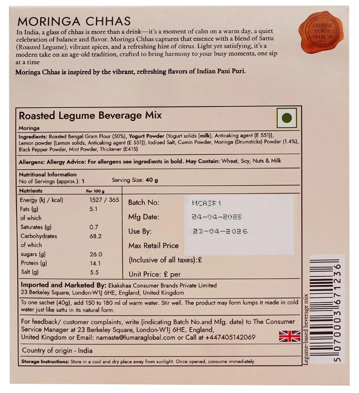 Lumara Moringa Chhas roasted chana sattu moringa drink