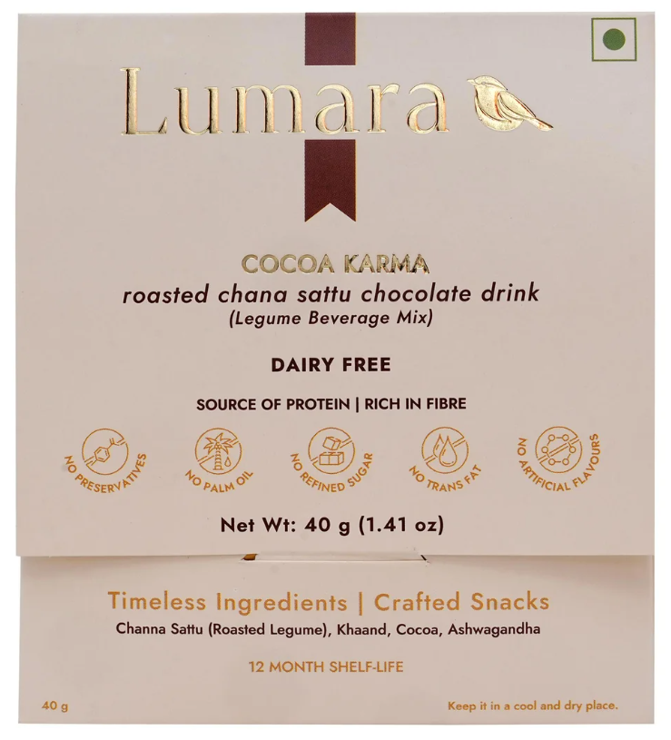 Lumara Cocoa Karma roasted chana sattu chocolate drink DAIRY FREE