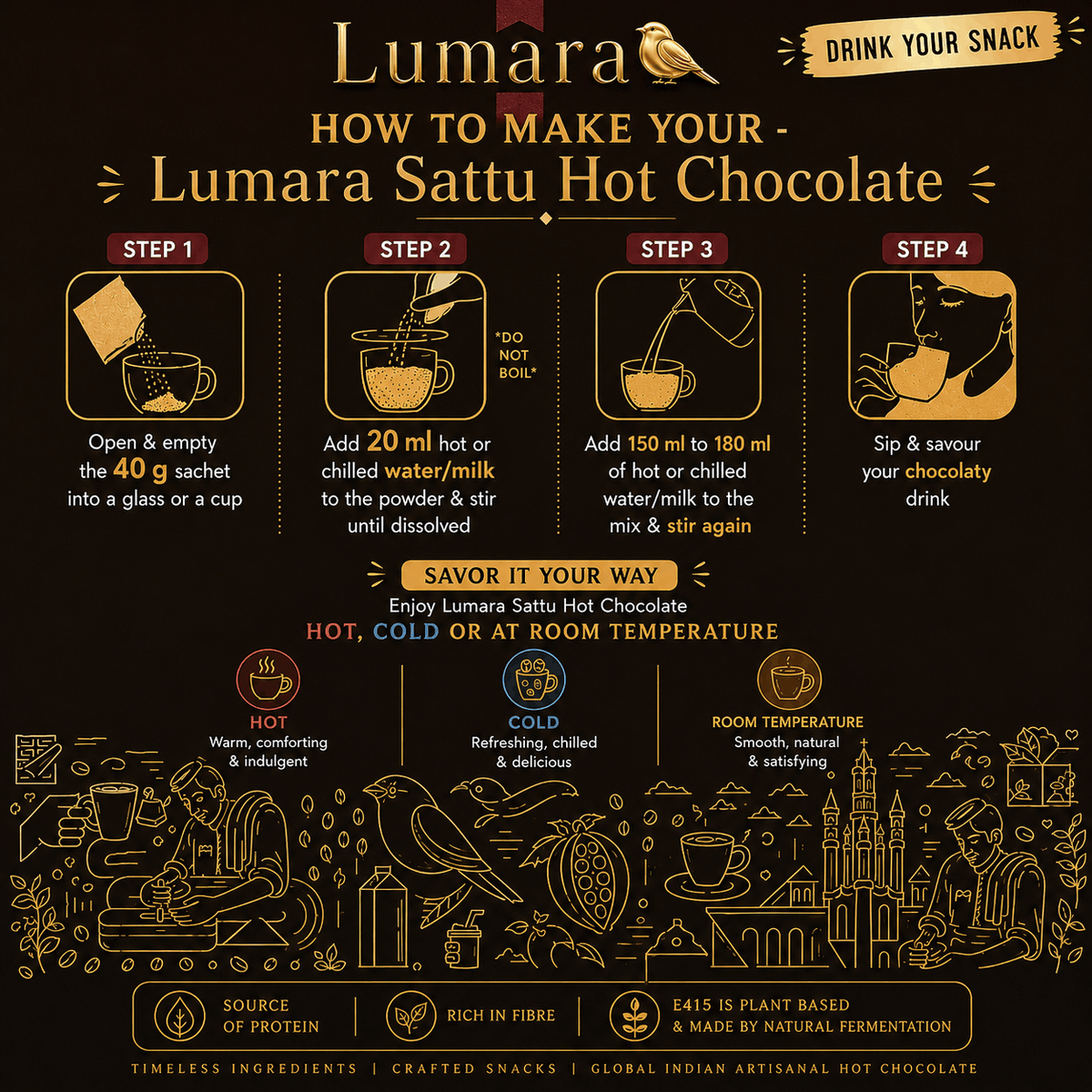 Lumara Cocoa Karma roasted chana sattu chocolate drink DAIRY FREE