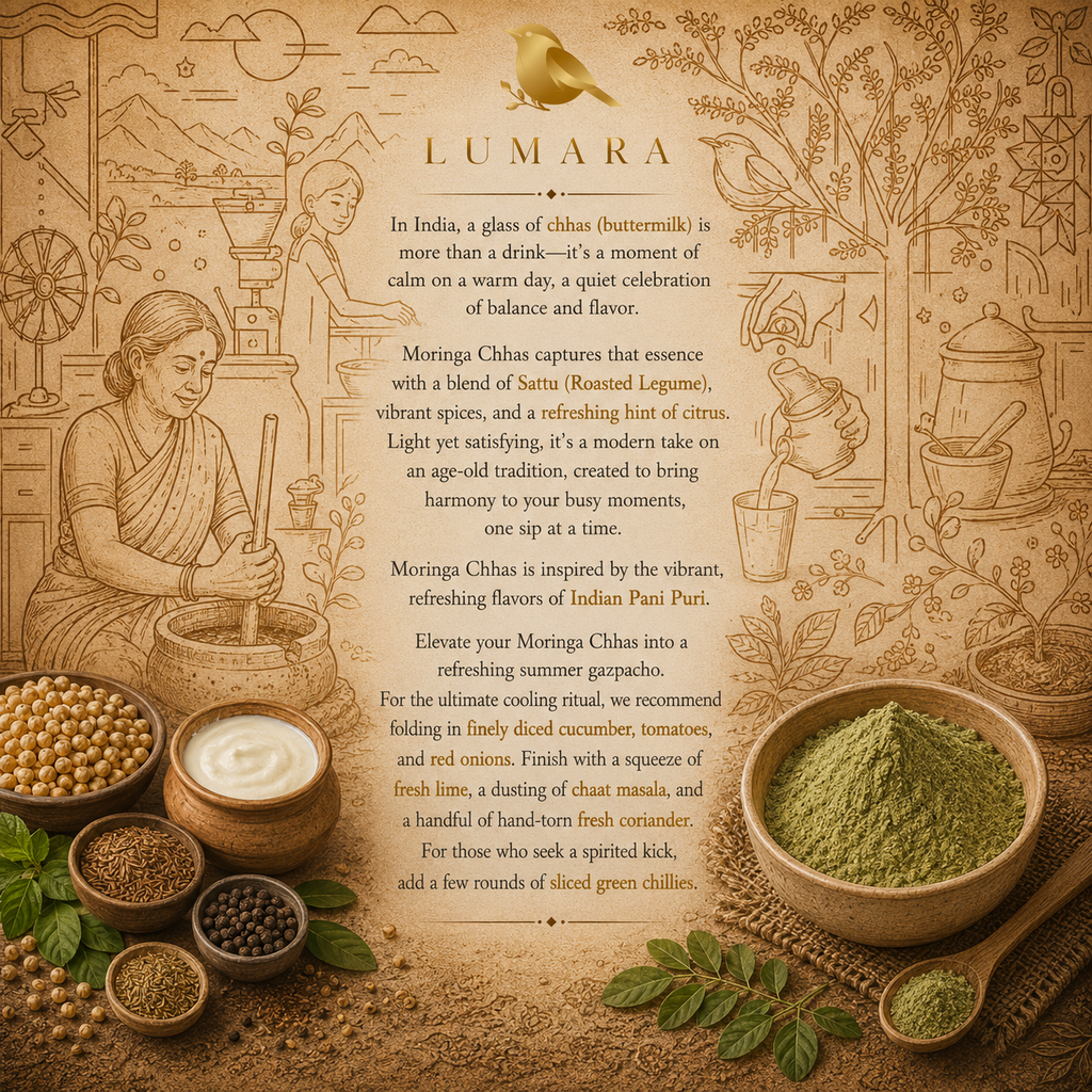 Lumara Moringa Chhas roasted chana sattu moringa drink