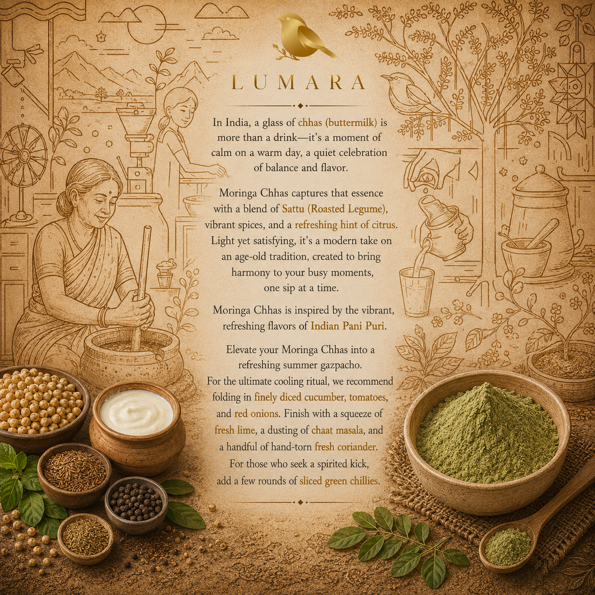 Lumara Moringa Chhas roasted chana sattu moringa drink