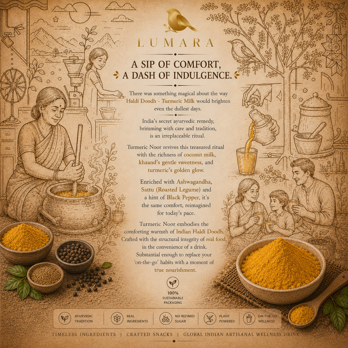 Lumara Turmeric Noor roasted chana sattu turmeric drink