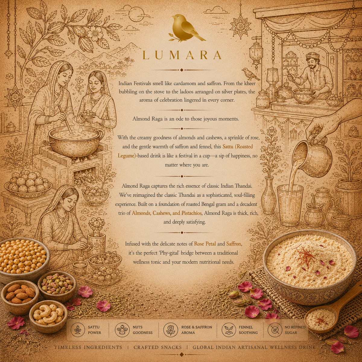 Lumara Almond Raga roasted chana sattu almond drink